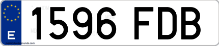 Ejemplo de matrícula de coche ordinaria 1596 FDB