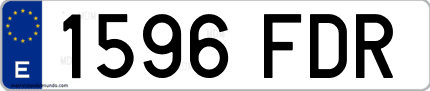 Ejemplo de matrícula de coche ordinaria 1596 FDR