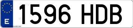 Ejemplo de matrícula de coche ordinaria 1596 HDB