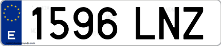 Ejemplo de matrícula de coche ordinaria 1596 LNZ