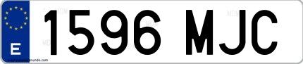 Ejemplo de matrícula española 1596 MJC