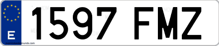 Ejemplo de matrícula de coche ordinaria 1597 FMZ