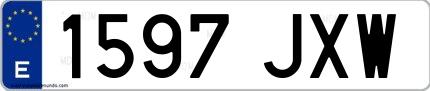 Ejemplo de matrícula española 1597 JXW