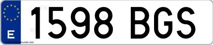 Ejemplo de matrícula española 1598 BGS