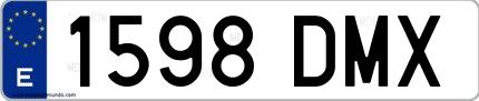 Ejemplo de matrícula española 1598 DMX