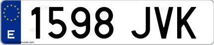 Ejemplo de matrícula española 1598 JVK