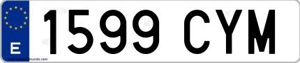 Ejemplo de matrícula española 1599 CYM