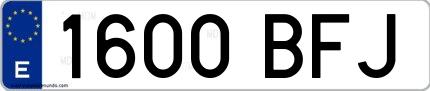Ejemplo de matrícula española 1600 BFJ