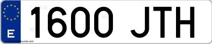 Ejemplo de matrícula española 1600 JTH