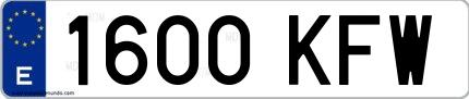 Ejemplo de matrícula española 1600 KFW