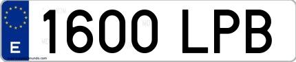 Ejemplo de matrícula española 1600 LPB