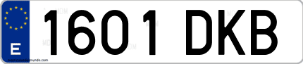 Ejemplo de matrícula de coche ordinaria 1601 DKB
