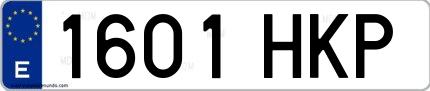 Ejemplo de matrícula española 1601 HKP