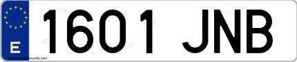 Ejemplo de matrícula española 1601 JNB