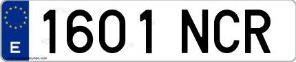 Ejemplo de matrícula española 1601 NCR