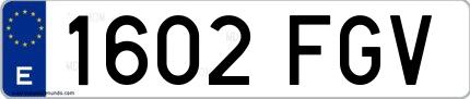 Ejemplo de matrícula de coche ordinaria 1602 FGV