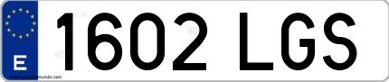 Ejemplo de matrícula española 1602 LGS