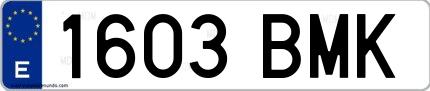 Ejemplo de matrícula española 1603 BMK