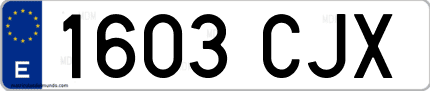 Ejemplo de matrícula de coche ordinaria 1603 CJX