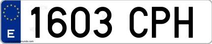 Ejemplo de matrícula española 1603 CPH