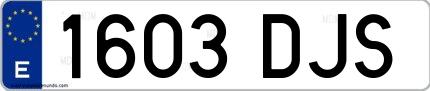 Ejemplo de matrícula española 1603 DJS