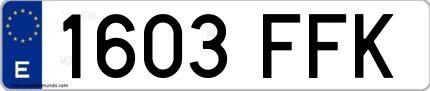 Ejemplo de matrícula española 1603 FFK