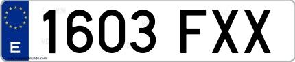 Ejemplo de matrícula española 1603 FXX