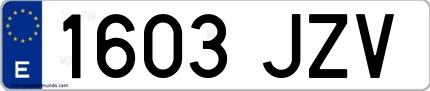 Ejemplo de matrícula española 1603 JZV