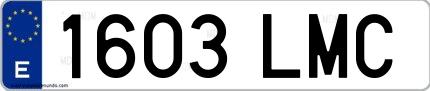 Ejemplo de matrícula española 1603 LMC