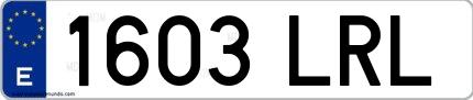 Ejemplo de matrícula española 1603 LRL