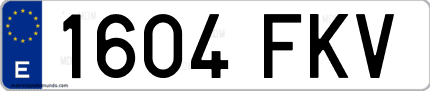 Ejemplo de matrícula de coche ordinaria 1604 FKV