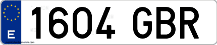 Ejemplo de matrícula de coche ordinaria 1604 GBR