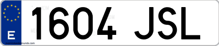 Ejemplo de matrícula de coche ordinaria 1604 JSL