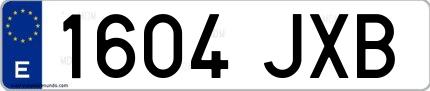 Ejemplo de matrícula española 1604 JXB