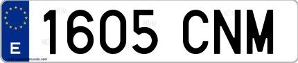 Ejemplo de matrícula española 1605 CNM