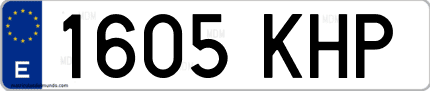 Ejemplo de matrícula de coche ordinaria 1605 KHP