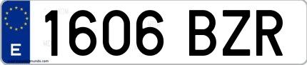 Ejemplo de matrícula española 1606 BZR