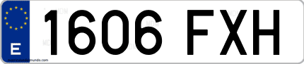 Ejemplo de matrícula de coche ordinaria 1606 FXH