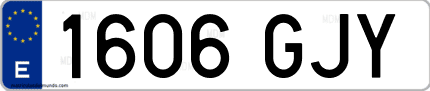Ejemplo de matrícula de coche ordinaria 1606 GJY