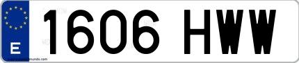 Ejemplo de matrícula española 1606 HWW