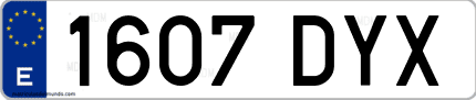 Ejemplo de matrícula de coche ordinaria 1607 DYX