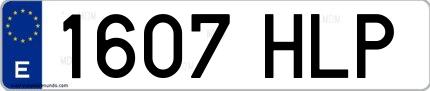 Ejemplo de matrícula española 1607 HLP