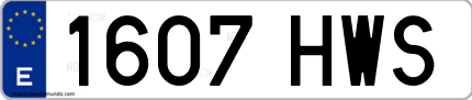 Ejemplo de matrícula de coche ordinaria 1607 HWS