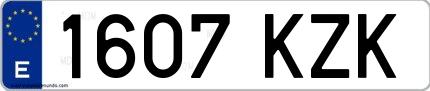 Ejemplo de matrícula española 1607 KZK