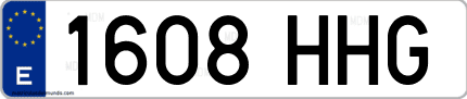 Ejemplo de matrícula de coche ordinaria 1608 HHG