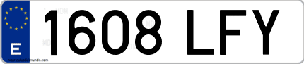 Ejemplo de matrícula de coche ordinaria 1608 LFY
