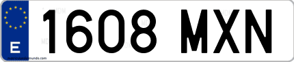 Ejemplo de matrícula de coche ordinaria 1608 MXN