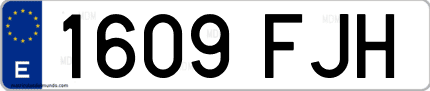 Ejemplo de matrícula de coche ordinaria 1609 FJH
