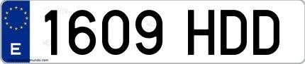 Ejemplo de matrícula española 1609 HDD