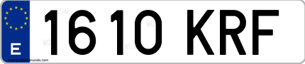 Ejemplo de matrícula de coche ordinaria 1610 KRF